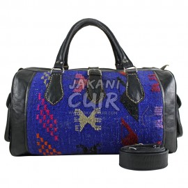 leather travel bag with kilim