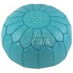 moroccan leather pouf bleue turquois