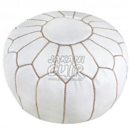 White Moroccan Leather Pouf  Ref:PSS4-37