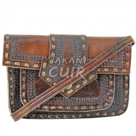 Square Leather Bag Engraved Ref:X27