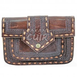 Square Leather Bag Engraved Ref:X27B
