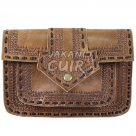 Square Leather Bag Engraved Ref:X27A