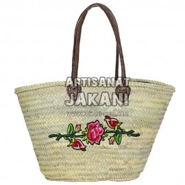 Braided basket with floral decoration in wool Ref: PN40