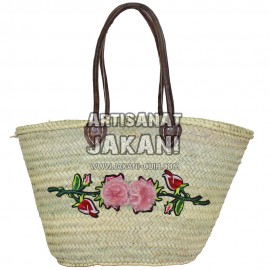 Braided basket with floral decoration in wool Ref: PN41