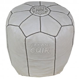 Moroccan White Leather Stool Ref:TB4-6