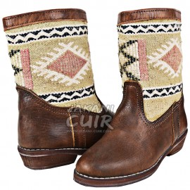 Boots kilim en cuir marocain Réf:B32B