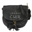Black shoulder leather bag for Women