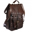 Moroccan dark brown leather backpack