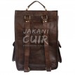 Moroccan dark brown leather backpack