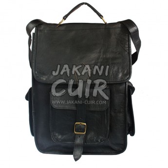 Moroccan Black leather backpack