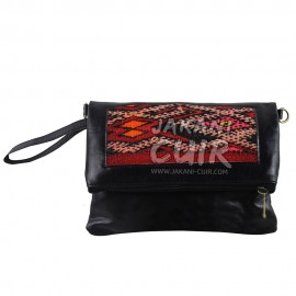 Wallet Leather Bag With Kilim Ref:P44C